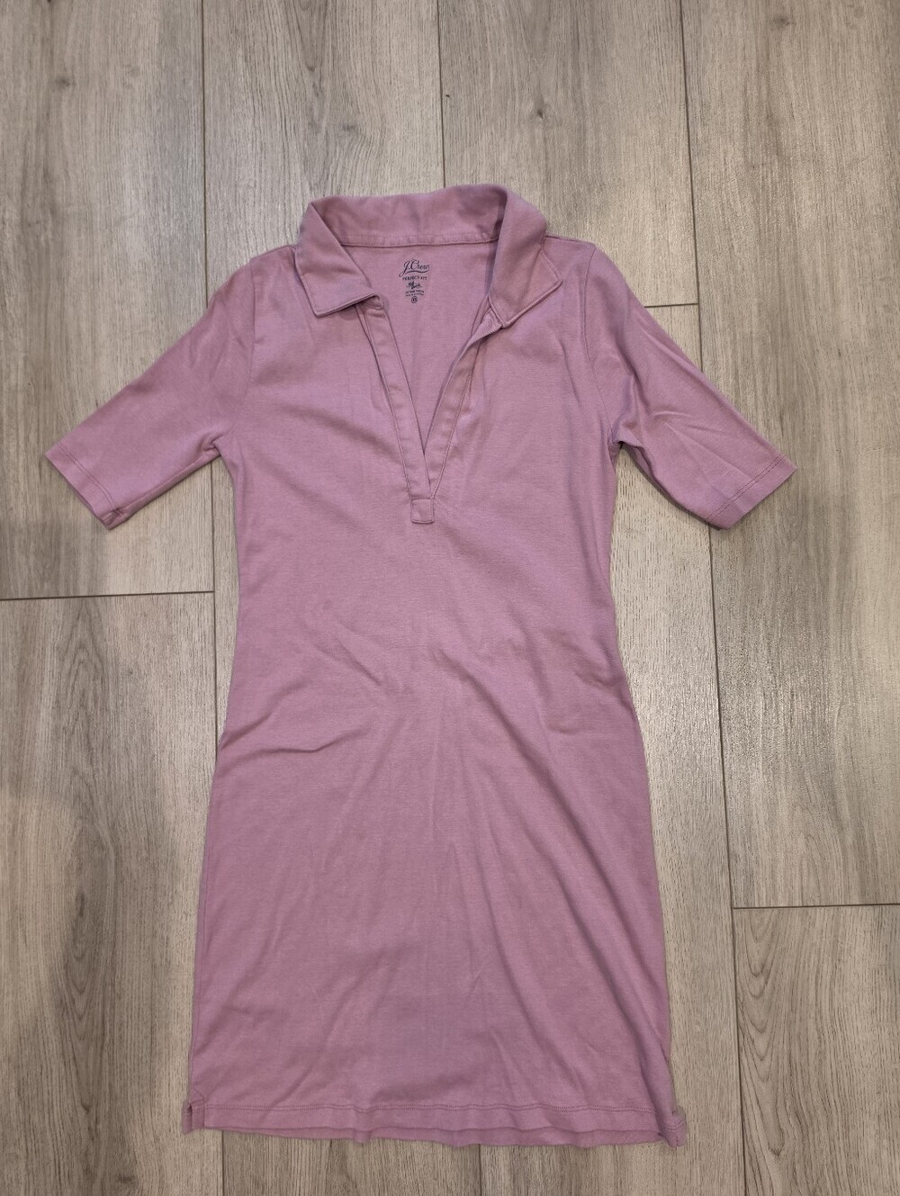 J.Crew Perfect Fit Pink Collared Midi T Shirt Dress Size XS